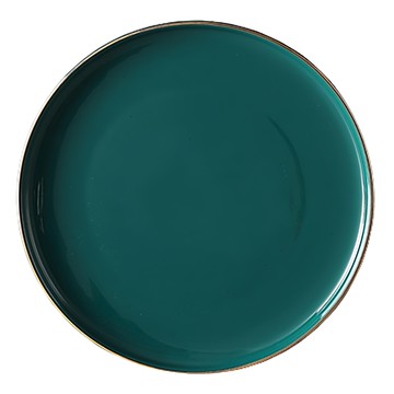 Homely Zakka 北歐輕奢風陶瓷餐具 小圓平盤 20cm  祖母綠  1個