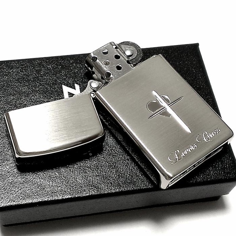 ZIPPO スリム ジッポ ライター ハート クロス ラバーズ 彫刻 銀