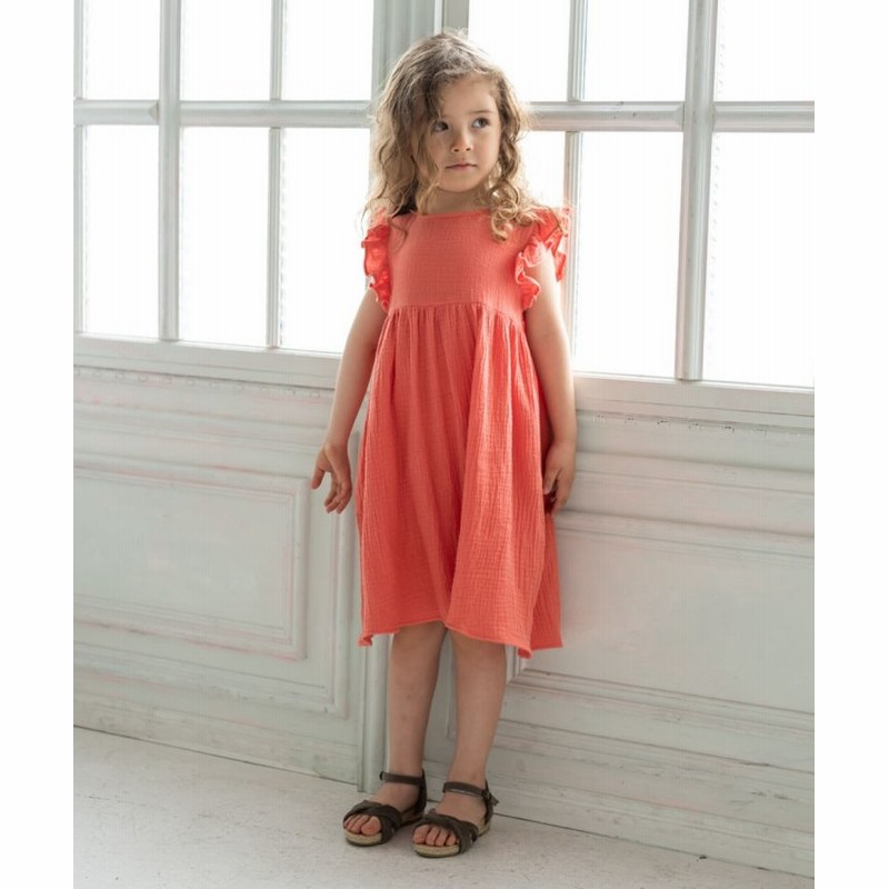 リジェール ダブルガーゼショルダーフリルワンピース キッズ オレンジ 150 Riziere 通販 Lineポイント最大1 0 Get Lineショッピング