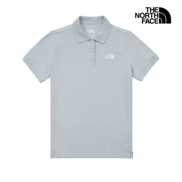 【The North Face 官方旗艦】北面女款灰色舒適短袖POLO衫｜8FZUFM2