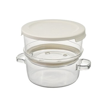 HARIO 日本玻璃王雙層耐熱玻璃微波蒸煮器-800ML-附雙耳