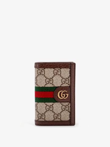 Gg supreme fabric and leather card holder - GUCCI - gender_Man