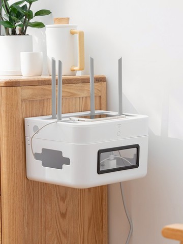 wifi路由器收納盒  路由器置物架wifi無線電線收納盒壁掛電視機頂盒免打孔插線板理線【MJ18897】