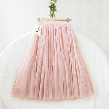 2024新品優質歐美半身裙秋夏網紗裙短裙中裙粉色蓬蓬大擺裙公主裙