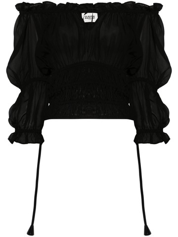 Claudie Pierlot - off-shoulder silk blouse - women - Silk/Viscose - 42 - Black