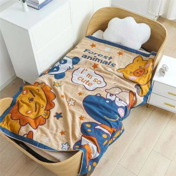 四季嬰兒純棉紗布毛巾被新生卡通兒童寶寶蓋毯透氣水洗棉午休毯