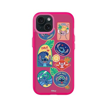 iPhone 15 Clear 粉漾桃 - 迪士尼-史迪奇 Disney Stitch - 貼紙系列-夏威夷紀念