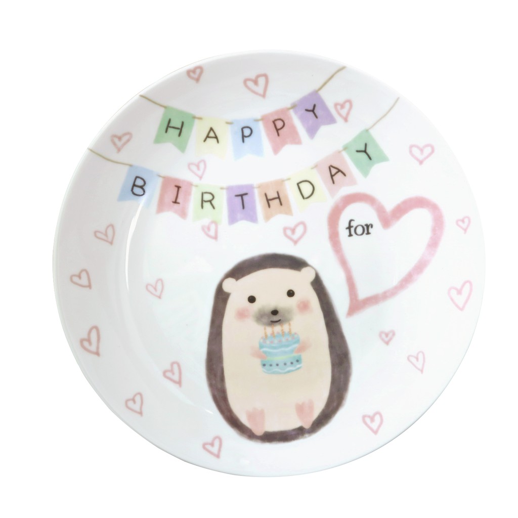 客製化可愛刺蝟生日8吋骨瓷盤 生日禮物