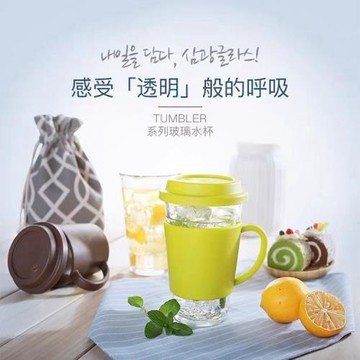 透明玻璃杯把手禮品杯帶杯套隔熱防燙水杯地推活動禮品杯吸管杯