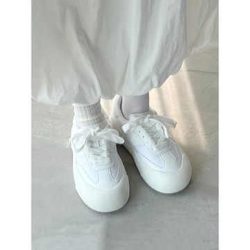 2026年春季男女同款蓬蓬鞋女白色小眾厚底板鞋大頭復古胖德訓鞋子