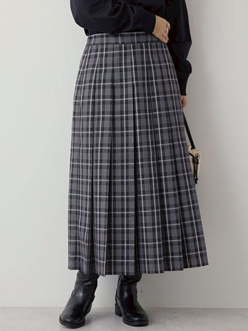經典格紋百褶長裙(0H000882100) - AMERICAN HOLIC