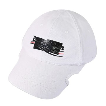 BALENCIAGA 巴黎世家 719364 Gaffer Logo 膠帶刷舊街頭風棒球帽.淺灰白