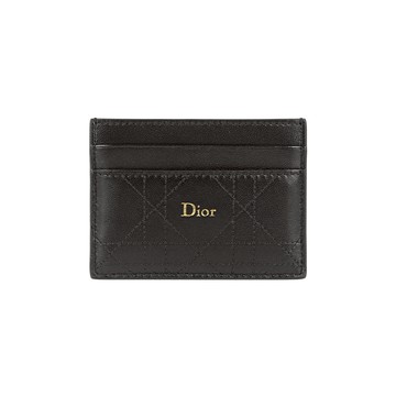 [平輸]Dior Trianon Freesia 縫線格紋小羊皮卡片夾/名片夾(黑色)