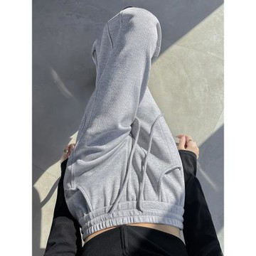 窄版闊腿褲女春秋2025新款灰色高腰休閑美式運動衛褲