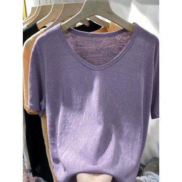 棉麻短袖t恤小衫女春夏大碼女裝胖MM竹節棉體恤遮肚顯瘦亞麻上衣