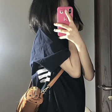 古著感短袖t恤女夏季2022新款寬松ins潮設計感小眾半袖純棉上衣服