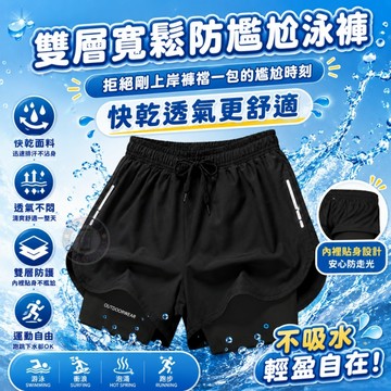 17buy✨雙層快乾透氣防尷尬泳褲 全方位運動短褲 玩水 游泳 衝浪 跑步 各類運動 學生泳褲 男生防尷尬泳褲