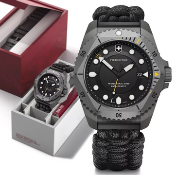 VICTORINOX 瑞士維氏 DIVE PRO 抗磁耐鏽專業潛水石英錶-傘繩 43mm VISA-241993.1