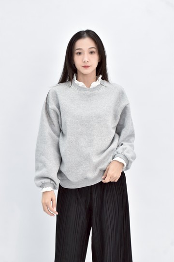 (L) zion 灰色韓牌內刷毛假兩件長袖上衣