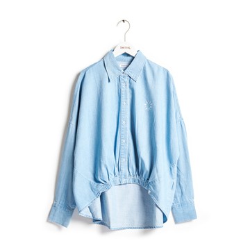 SOMETHING｜女裝｜小星印花落肩長袖襯衫