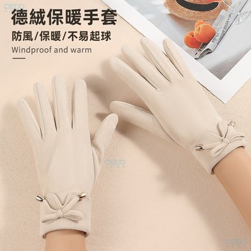 「新品現優」韓系蝴蝶結秋冬季刷毛保暖手套 分指手套 騎行手套 防風保暖戶外女觸屏騎行機車