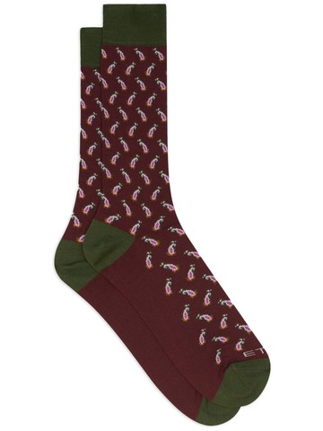 ETRO - paisley-jacquard socks - men - Polyamide/Cotton - II - Red