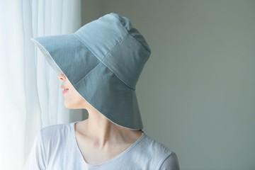 亞麻混棉紗 日曬遮陽帽 (杜松子染)