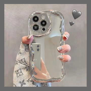 ✨電鍍銀紋 鏡子手機殼 適用 蘋果 15 pro max 手機殼 iPhone 14/13 簡約 全包 防摔手機殼