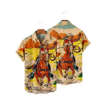 Casual loose vintage lapel shirt man休閑寬松復古翻領襯衫男士