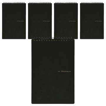 maruman MNEMOSYNE 創意線圈7mm雙欄橫線筆記本 A5 220 x 148mm  5本  黑色