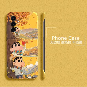 蠟筆小新適用三星Galaxys25手機殼s23+無邊框s24ultra散熱s22新款s22+半包s22ultra超薄5g硬防摔保護套外殼女