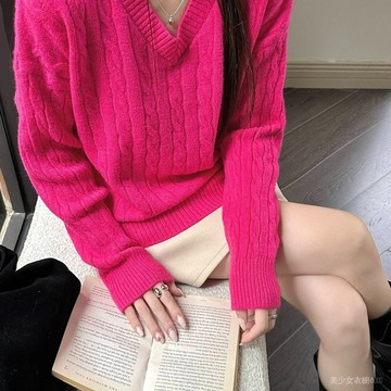 免運 台灣出貨 純色辣妹麻花毛衣針織衫新款鞦鼕百搭修身寬鬆顯瘦長袖打底上衣女限時下殺 012