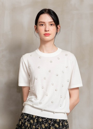 日夜晨曦珠飾針織衫