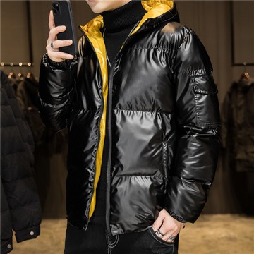 羽絨棉服男棉衣潮牌加厚加絨棉襖潮2021年冬季大碼短款亮面厚外套