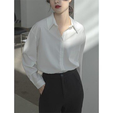 堇眉2025新款疊穿百搭法式簡約通勤氣質白色長袖襯衫秋季職業上衣