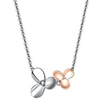 鑽石14K金白鋼項鍊  勿忘我 送禮推薦