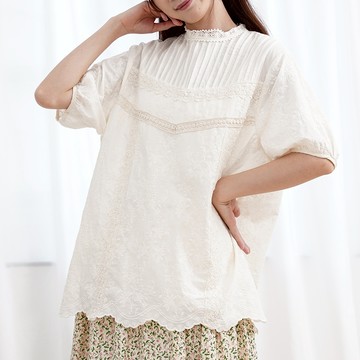 花邊刺繡文藝上衣470974