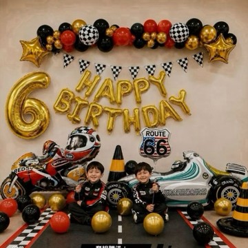 1HBD012 男寶生日 生日佈置賽車 賽車佈置 週歲佈置 男寶生日 週歲男寶 賽車 競速車  賽車主題佈置氣球