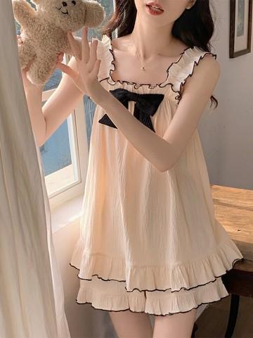 好康優選帶胸墊睡衣女款2025新款夏季純棉吊帶公主風夏天背心家居服兩件套