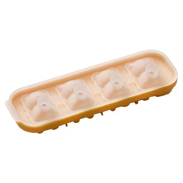 SiliPot 4格矽膠可愛動物製冰盒 7.8 x 24.5 x 4.5cm 芥末黃 輕鬆脫模  1個