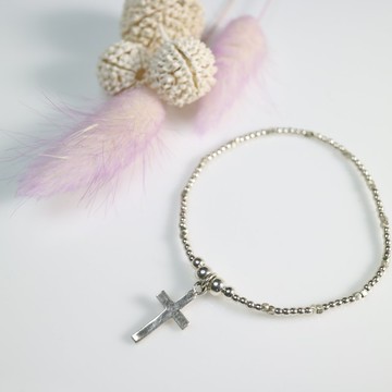 十字架純銀手環