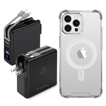 Dr.b@ttery電池王 多功能MagSafe無線充電+自帶線行動電源 +贈i12 Pro磁吸殼