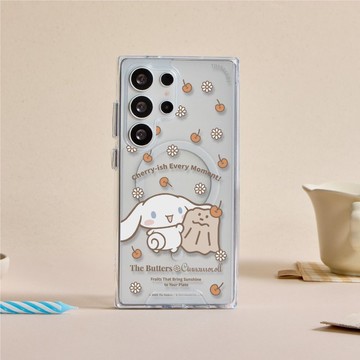 奶油家族x大耳狗櫻桃花語擁抱防摔透明SAMSUNG手機殼