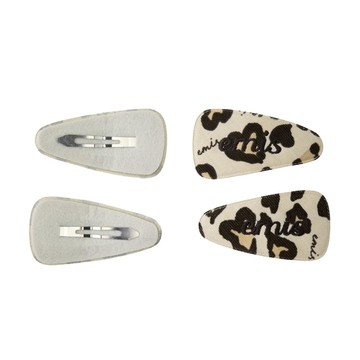 韓國 emis CORDUROY EMIS LEOPARD HAIRPIN 韓國製 燈芯絨豹紋髮夾 米色BEIGE