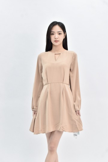 (S) air space 長袖杏色洋裝