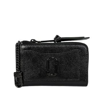 MARC JACOBS The Snapshot DTM 防刮皮革附勾釦拉鍊零錢包卡夾包(黑色)