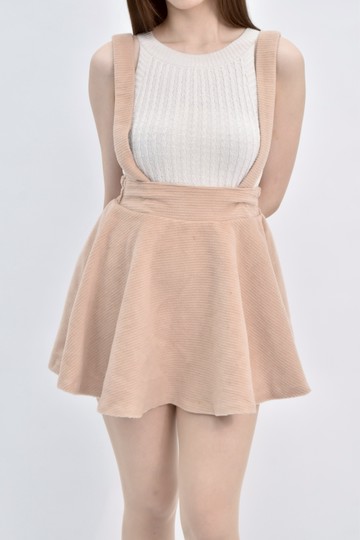 (M) e hyphen world gallery吊帶可拆短絨棕色短裙