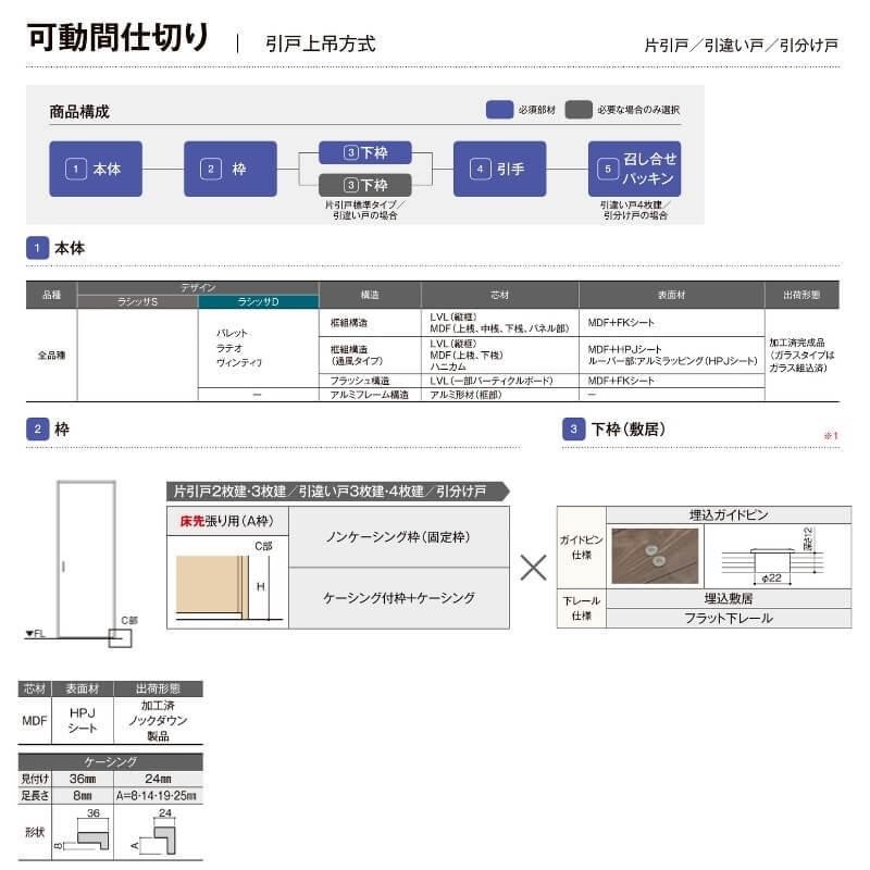 オーダーサイズ リクシル ラシッサＳ 可動間仕切り 上吊方式 引分け戸