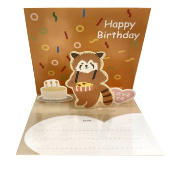 立體祝福卡片 生日賀卡 210g白卡紙  棕色 + 白色  6張