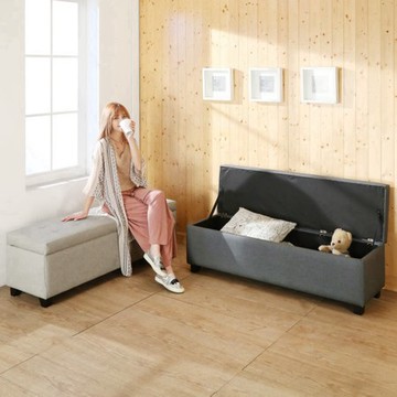 【BuyJM】羅伯特實木腳掀蓋沙發椅/收納椅(長126公分)亞麻淺灰